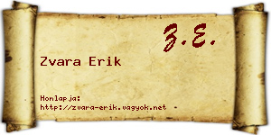 Zvara Erik névjegykártya